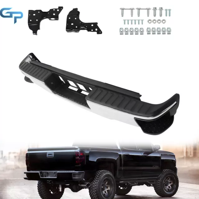 Chrome-Rear Bumper Assembly For 2014-2017 2018 Chevy Silverado GMC Sierra 1500