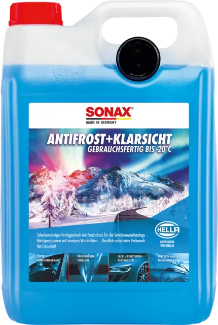 SONAX AntiFrost + KlarSicht -20°C Gebrauchsfertig Citrus 5 Liter Frostschutz