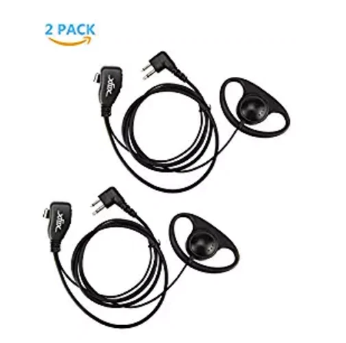 2 x D Earphone Earpiece Headset Mic for Motorola Radio Security 2 Pin Walkie
