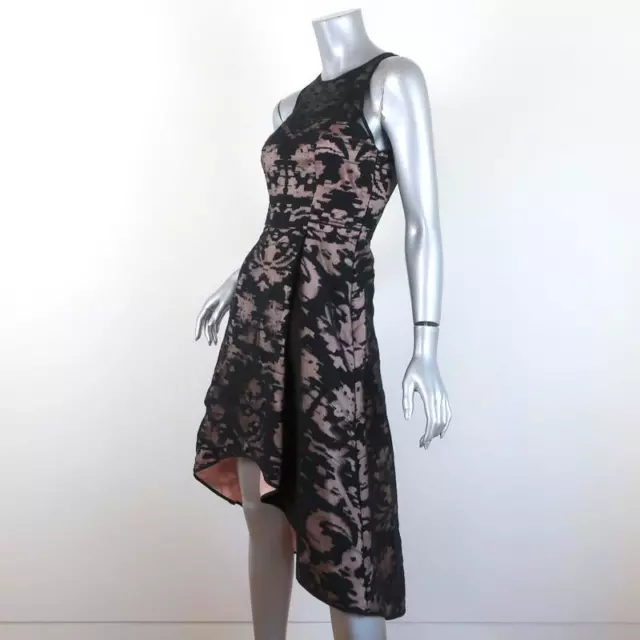 Milly Dress Martina Black/Blush Fil Coupe Size 0 Sleeveless NEW 2