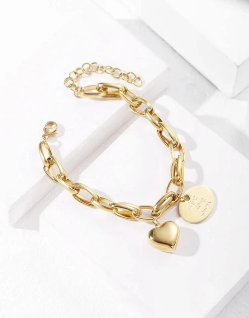 Lot De 6 Bracelets Femme Or Doré Acier Inoxydable Réglable - Chaîne Jaune, Neuf Sans Emballage