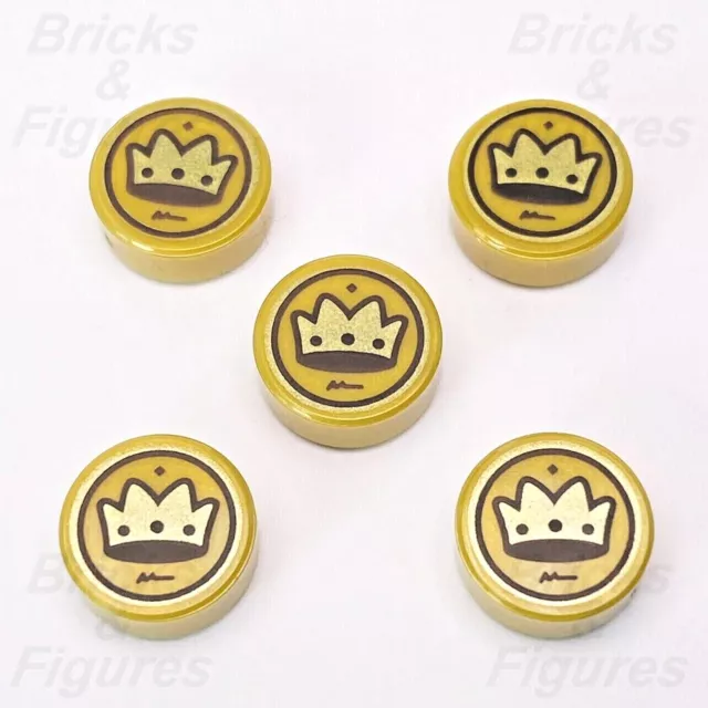 LEGO® Crown Coin Pearl Gold Castle Disney Parts Round Tile 1 x 1 10305 43205 x 5