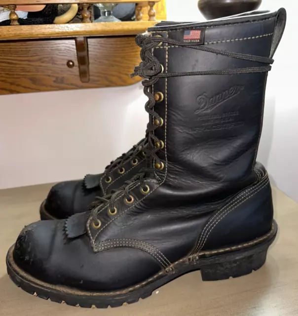 DANNER M'S FLASHPOINT black leather Firefighter Logger boots US 14 EE ...