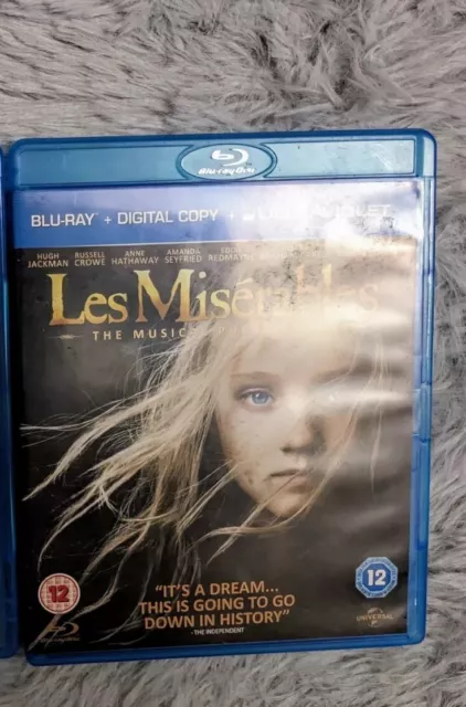 Les Miserables Blu-Ray Modern Adaptation 2012 Anne Hathaway Hugh Jackman REG B