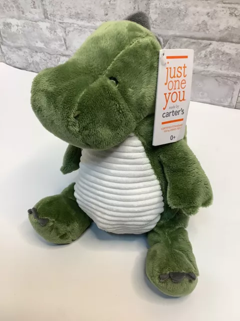 Carters Just One You Green Dinosaur Plush Stuffed Animal 10” Rare Lovey NWT Baby