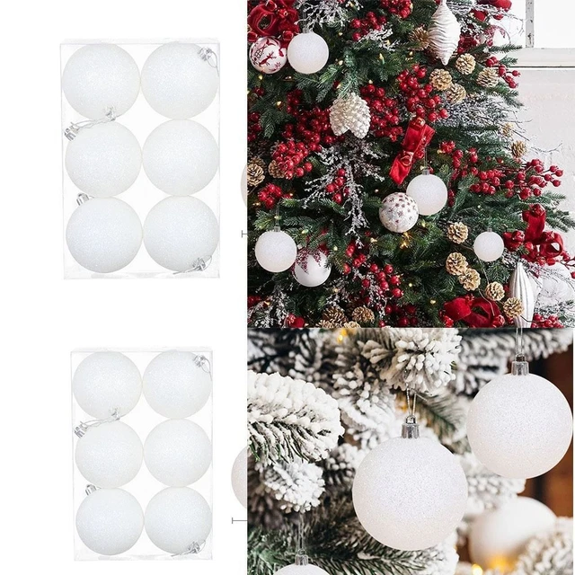 6pcs 6-8cm Christmas Balls Plastic Glitter Christmas Balls  Home Decor