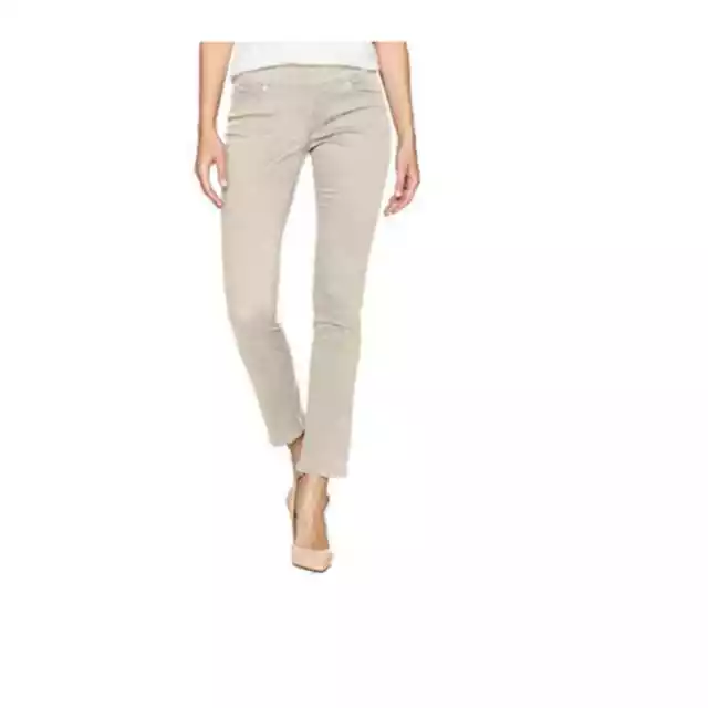 Jag Jeans Women's Petite Peri Pull On Straight Leg Pant, Stone Twill 2P/ White