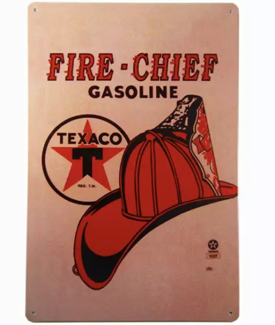 Fire Chief Gasoline Texaco Vintage LQQK, Metal Sign, Waterproof, Man Cave, Home,