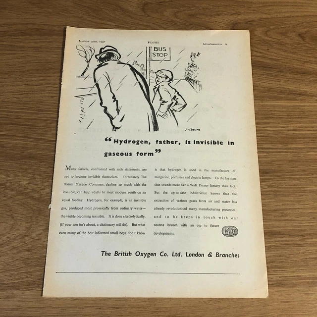 (STA52) Advert 11x8" Hydrogen In Manufacturing. With The British Oxygen Co. Ltd