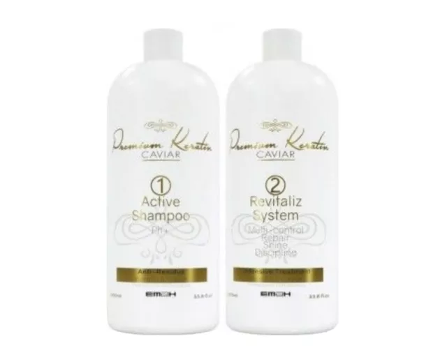 Premium Keratin Caviar- Kit Lissage - 2 x 1000 ml - Cheveux abîmés & Crépus