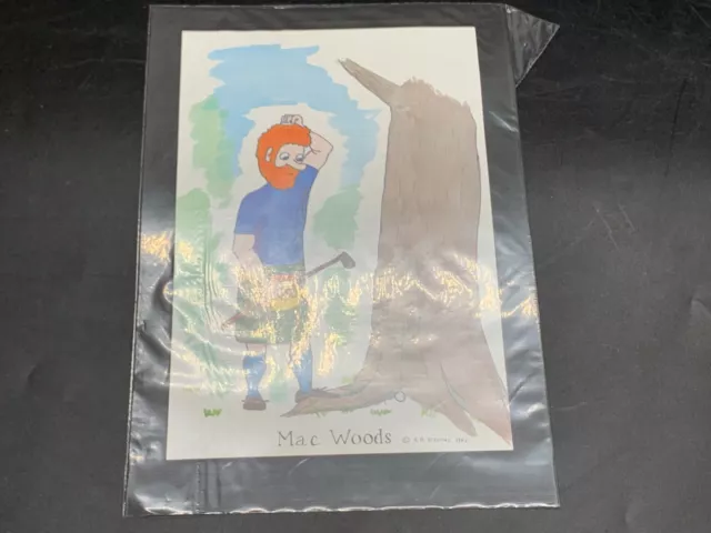 Vintage  Signed R.b Stevens 1982 Prints Mounted Mac Woods Print