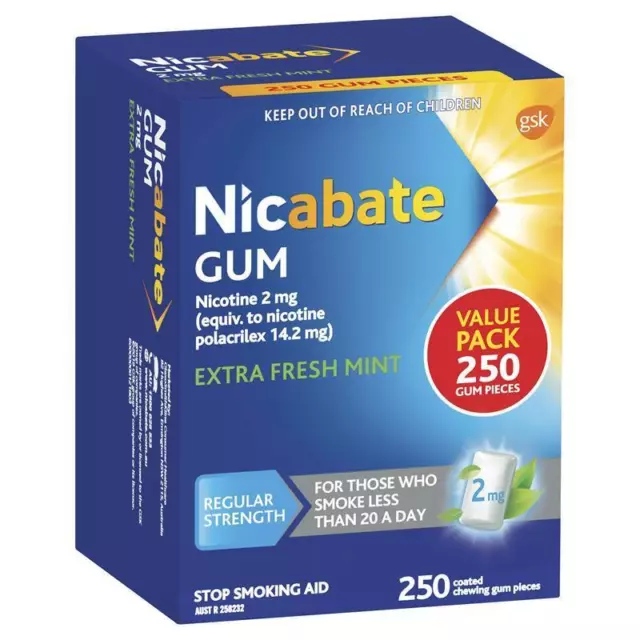 Nicabate Gum 2mg Extra Fresh 250 Pieces Exclusive Size