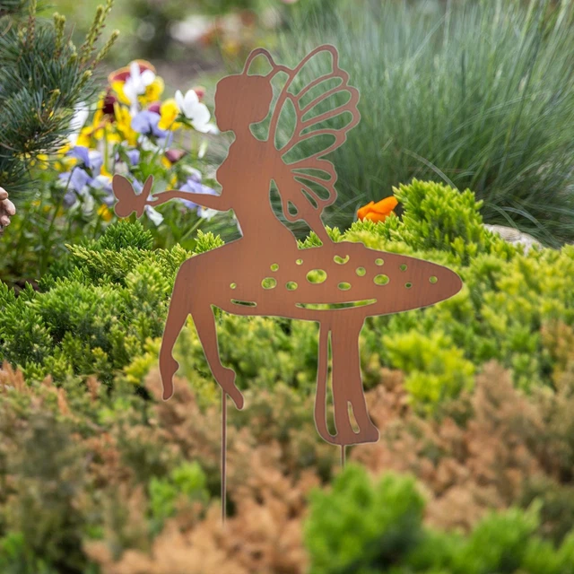 Fee Silhouette Gartenpfähle Gartenhofpfahl für Rasen Außenhof Schilder