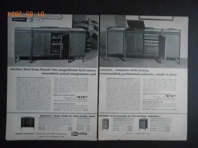 1961 Heath Daystrom Company Benton Harbor MI hi-fi stereo print ad lot