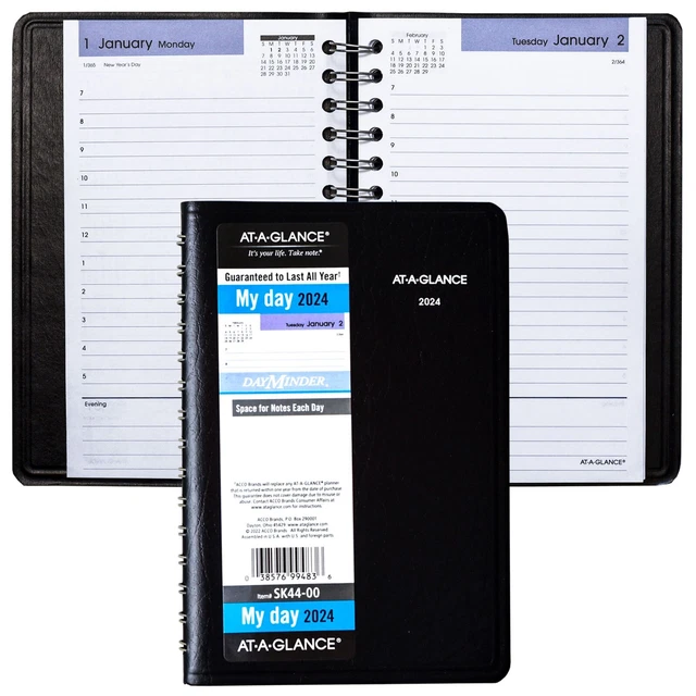 2024 ATAGLANCE DAYMINDER SK4400 Daily Appointment Book, 47/8 x 8