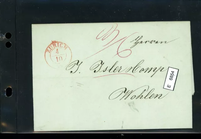 BM2549, Schweiz Vorphilatelie, Brief nach Wohlen (Aargau), aus Zürich, 1844 (?)