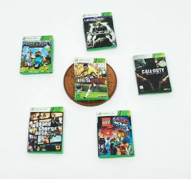 Dolls House 1:12 Scale Set Of 6 Assorted Game Covers Tumdee Miniature Xbox