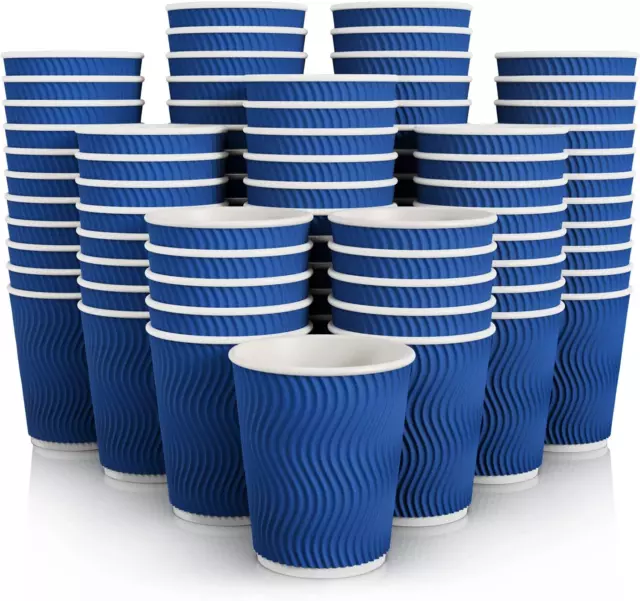 120 Pack Paper Coffee Cups, 8 Oz Disposable Coffee Cups, Blue Hot Beverage Cups