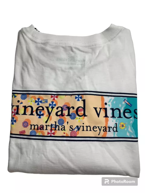 Vineyard Vines Men’s L/S Beach Logo Box  Tee.White.Sz.M.NWT