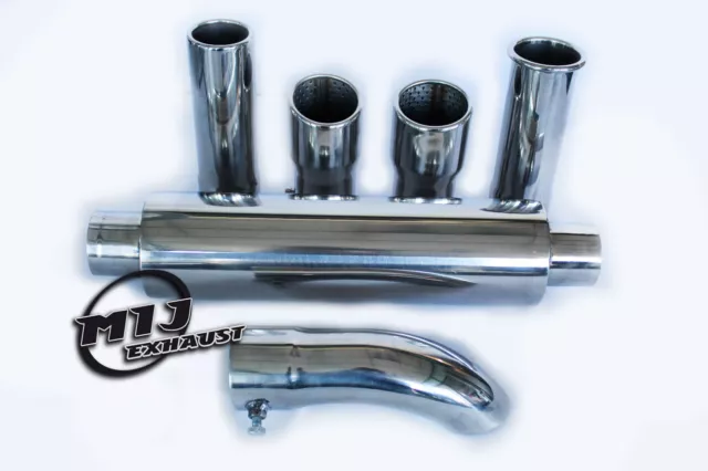 Universal Exhaust Silencer Back Box With Tail Pipe Sports Tips Good Quality MIJ