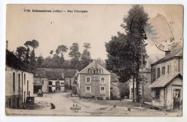 03 @ Carte Postale Ancienne De Echassieres - Rue Principale @ Top Cpa Animee