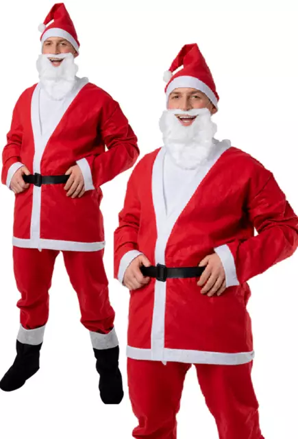 6pc Valor Traje de Santa Adultos Papá Noel Santa Claus Disfraz