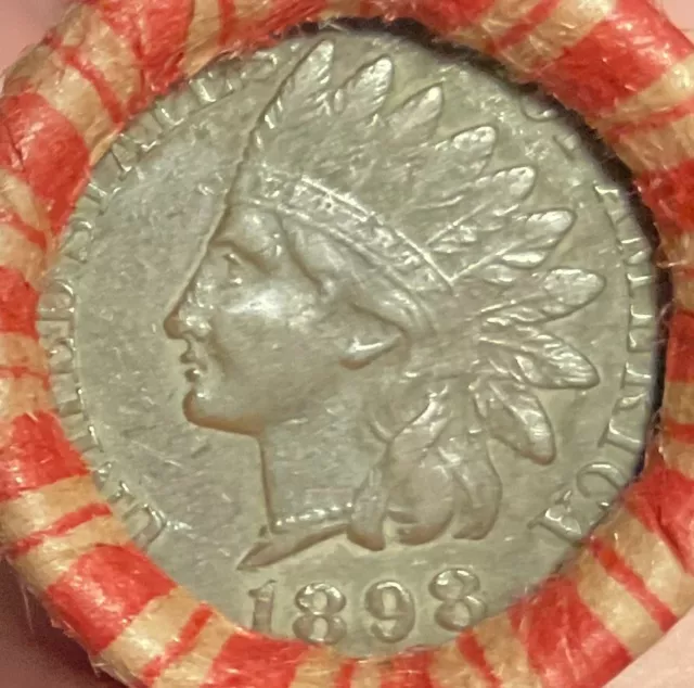 Crimped & Sealed Wheat Pennies roll capped high grade 1898 Indian Head Cent #49