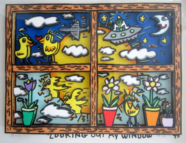 James Rizzi * 3D Looking Out My Window 1995 * Handsigniert Gerahmt  ! Rarität !