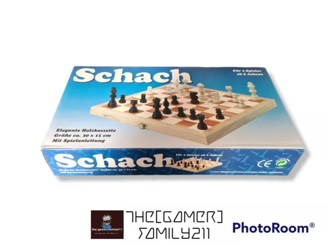 Schachspiel Schach handgeschnitzt Schachbrett Holz Chess Board klappbar 30x15 cm