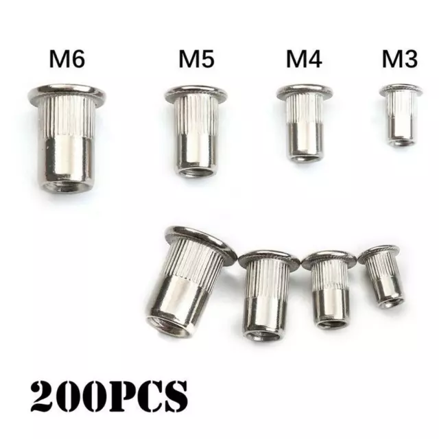 200x M3-M6 Rivnuts Blind Nutserts Threaded Rivet Nuts Stainless Steel Open End