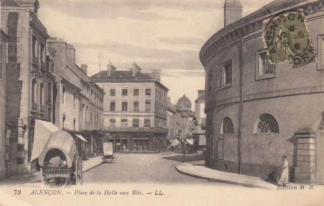 1918 ALENCON 73 LL Place de la hall aux wheat stamped