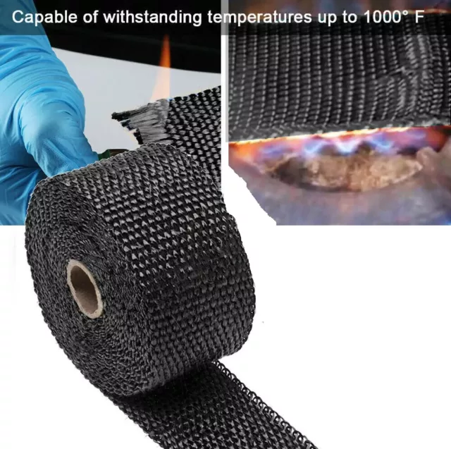 HEADER EXHAUST WRAP TAPE 2000 F Heat Protection Black 15m X 50mm Heat Resistant 2