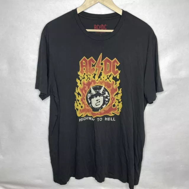 Lucky Brand ACDC Highway to Hell T Shirt Mens Size XL Faded Black Soft Light