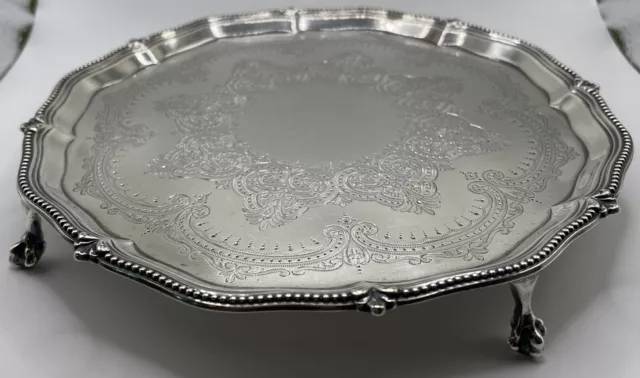 Fine Georgian 1869 Sterling Silver Footed Tray Joseph & Edward Bradbury London