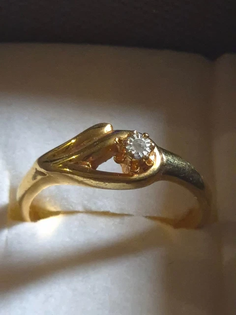 Bague Bicolore Plaqué Or Et Argenté Avec Strass - Taille 59 - Années 80