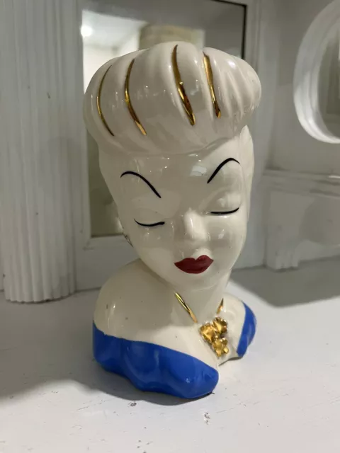 1930s glamour girl lady head vase 5" Tall Betty Garbel Perhaps elegant