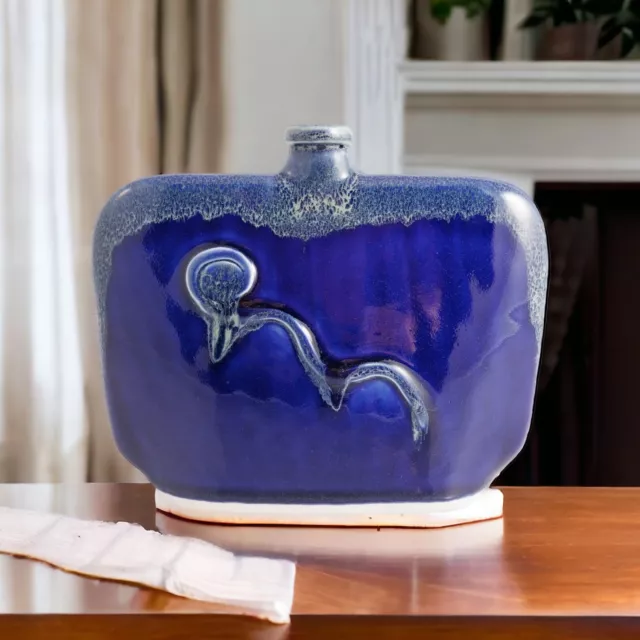 Hand-Built Pottery Art Bottle Vase in Aussie Kelp Glaze, Handmade by TMC Pottery