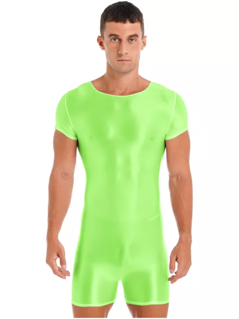 Tiaobug Herren ÖL Body Kurzarm Bodysuit mit Bein Einteiler Overall Unterwäsche