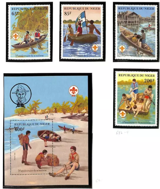 Niger Boy Scouts Scott #586-90 Perf & Imperf Stamp Set & Souvenir Sheet Mnh 1982