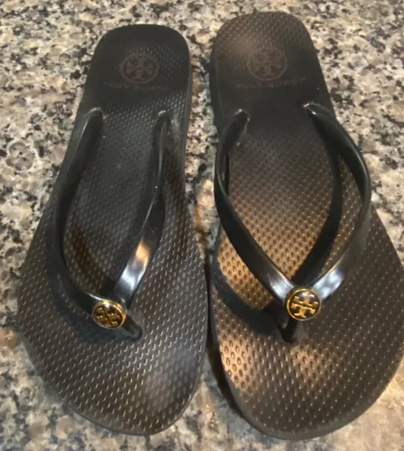 TORY BURCH Black Sandals Flip Flops Size 8