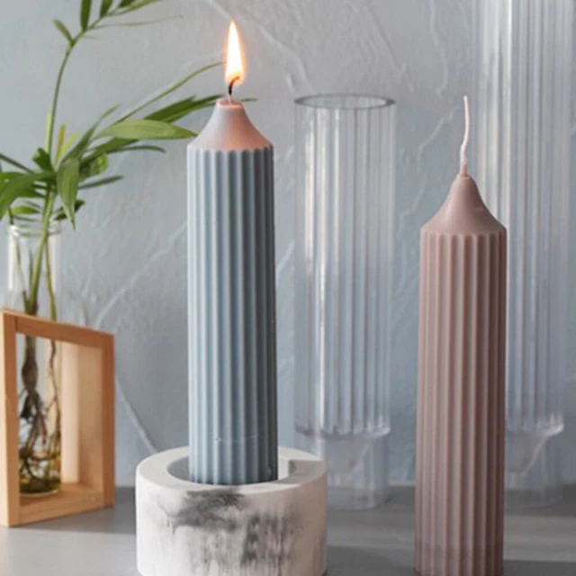 Herramientas grandes de arcilla a rayas de plástico jabón molde para velas poste largo