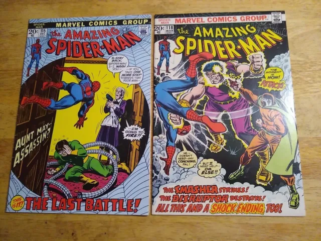 Amazing spider-man 115 fine & 118 very fine marvel 1972,1973