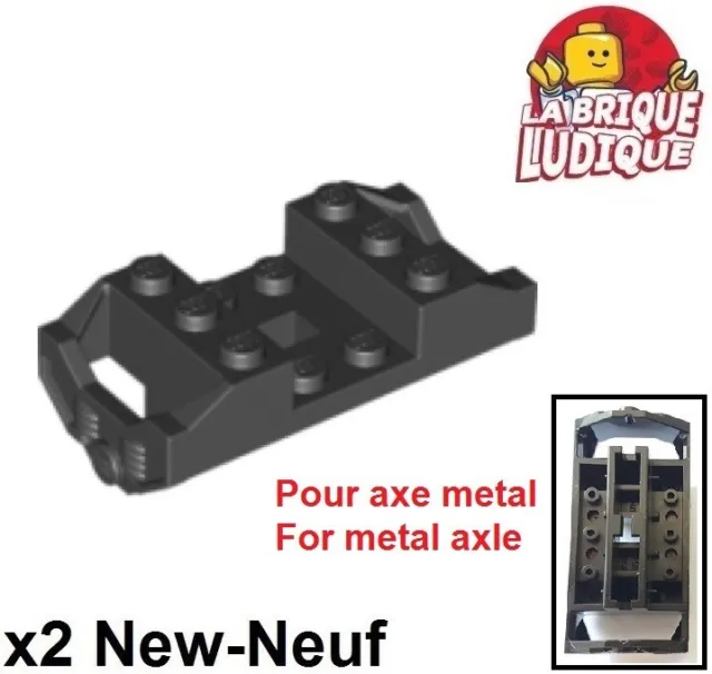 Lego x2 Train support roue bogie Wheel RC Holder pour axe métal noir 2878 NEUF