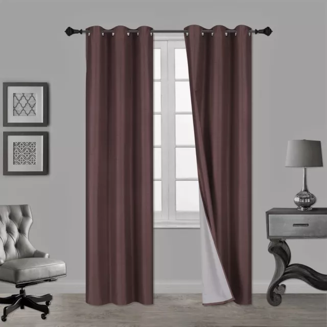 Insulated Foam Lined Thermal Blackout Grommet Window Curtain Panel 1Pc Brown