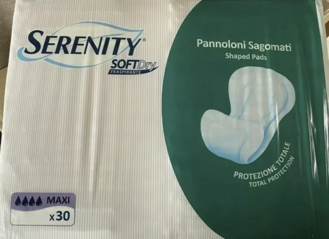 30 Pannoloni Serenity Sagomati Soft Dry traspiranti  Maxi  protezione 4 gocce.