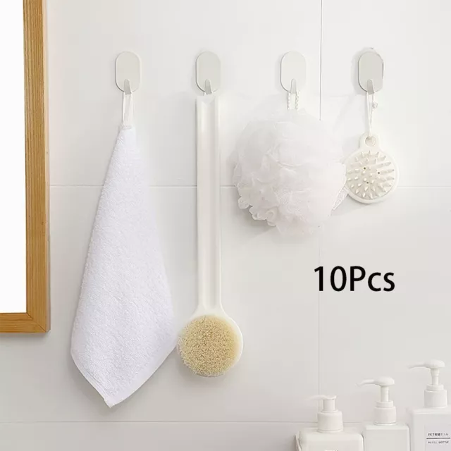 10 Pcs Carbon Steel Wall Hooks White Towel Hook New Bathroom Decor  Bathroom