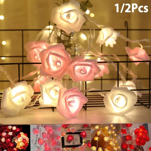 LED Fairy String Lights Rose Flower Fairy Lights Battery Operated Party Indoor