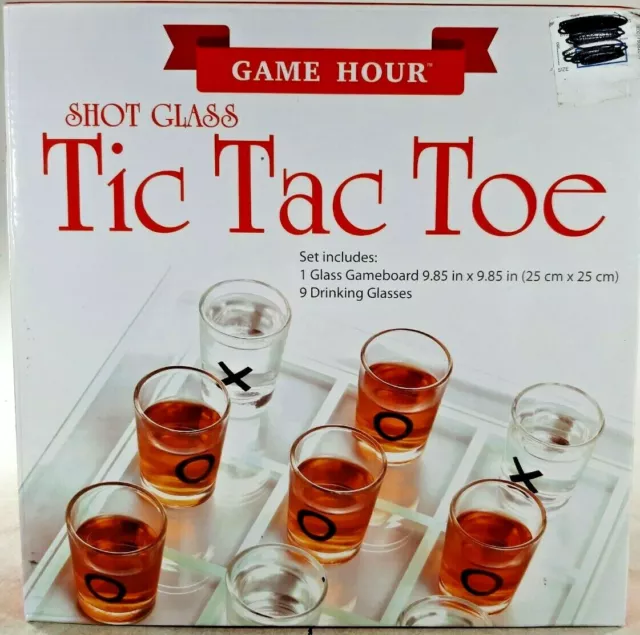 Tic Tac Toe Set Drinking Game Board and 8 Drinking Glasses