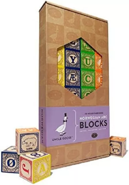 Uncle Goose Norwegian Blocks ABC Wooden Blocks Children Learning Made in USA