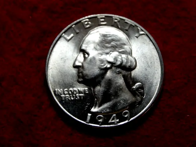 1949 D 25C Washington Unc 90% Silver Quarter      Item #81R